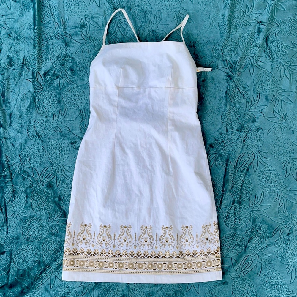 The White House Fitted Mini Dress White Floral 12